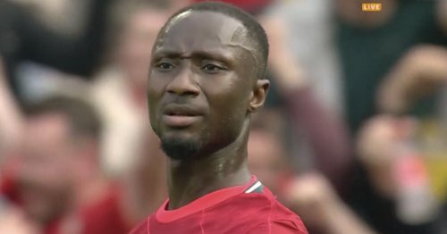 Keita copied Eric Cantona’s goal celebration after stunning Liverpool team-mates
