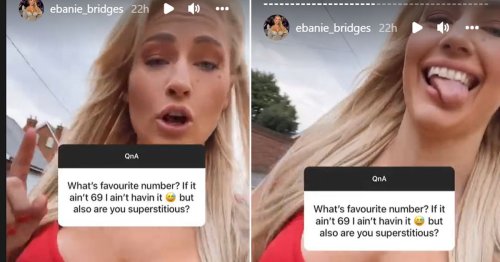 Ebanie Bridges wows in plunging top and tells fans 69 is her favourite number