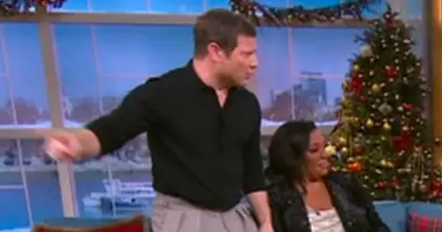 This Morning fans can't look away as Dermot O'Leary's bulge 'bursts' through