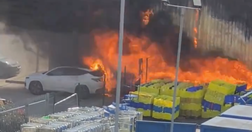Huge fire breaks out at Evri depot as video shows car engulfed in flames