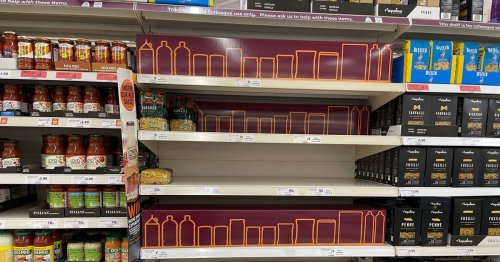 Shops mocked for using cardboard cut-outs to hide gaps left by supply chaos