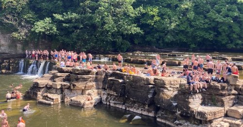 UK beauty spot turns into 'Ibiza nightclub' as huge crowds hold rave by waterfall