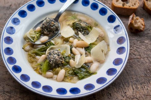 Escarole Soup with Beans and Meatballs