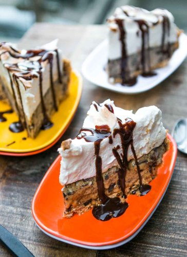 S'mores Ice Cream Pie with Salted Butter Chocolate Sauce