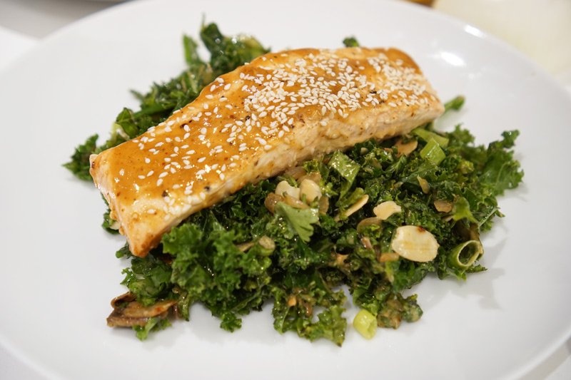 Low-Carb Pan Seared Salmon & Kale Salad