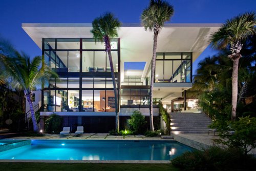Glass Front Residence on the Water in Coral Gables