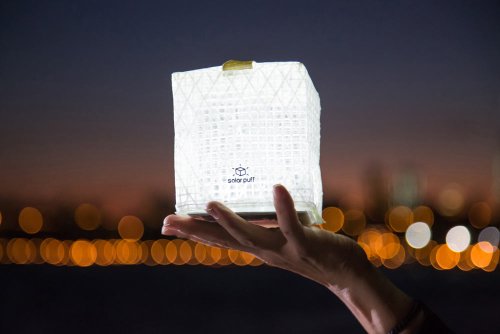 Solarpuff Collapsible Solar-Powered LED Light for Emergencies and Disasters