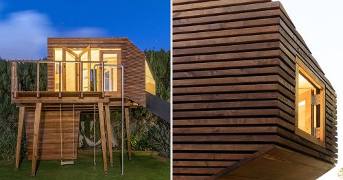 madeiguincho perches it's cassiopeia treehouse atop a set of timber stilts