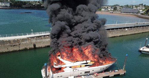 Sunken £6m superyacht to be removed from Torquay harbour after huge fire