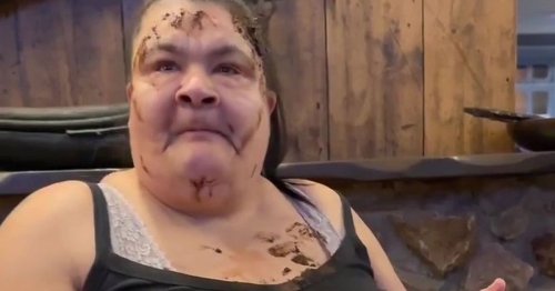 Gran takes her teeth out to tackle 3,000-calorie cake challenge