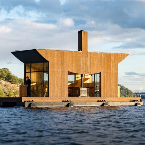 Sandellsandberg designs floating sauna for trips across Stockholm archipelago