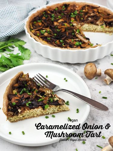 Vegan Caramelized Onion and Mushroom Tart