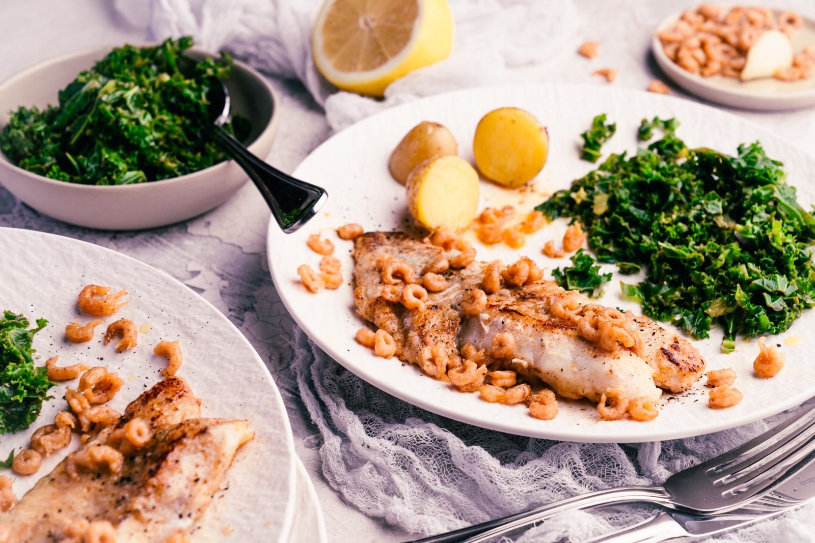 Fisch Mit Shrimp-Butter & Grünkohlsalat - Homeoffice Power-Lunch