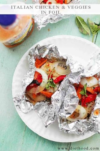 Italian Chicken and Vegetables In Foil Recipe | Chicken Foil Packets