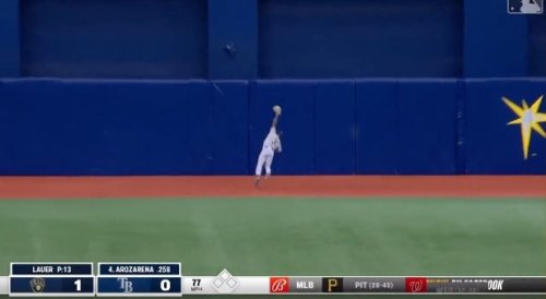 This Spectacular Play By Milwaukee Brewers's Center Fielder Jonathan Davis Might Be The Catch Of The Year