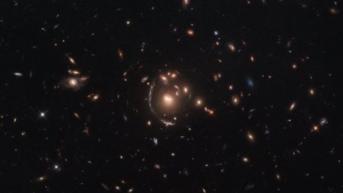 Hubble captures a galaxy distorted by gravitational lensing