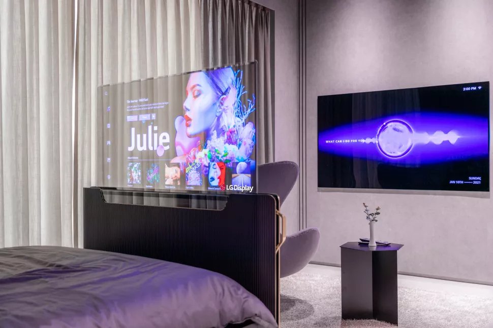 LG’s swanky, futuristic bed concept has a pop-up transparent OLED TV on the end