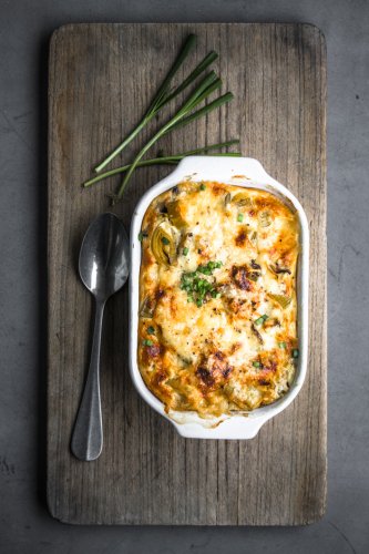 Lauchgratin mit Shiitake, Miso und jede Menge guter Vorsätze