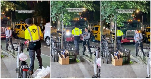 "His Privilege Was Hanging Out" — Inconsiderate Biker Blocks Road For Garbage Truck
