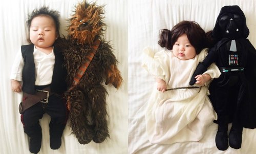 Baby girl stars in a series of cosplay photos while sleeping 'like a baby'
