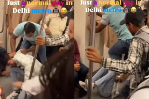 Viral Video: Delhi Metro Turns WWE Akhada! Man Mercilessly Beats Co Passenger, Others Make Reel; Watch