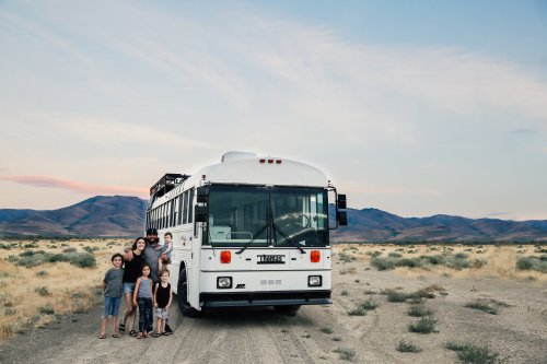 A Couple Convert An Old School Bus Into A Light and Efficient Family Home