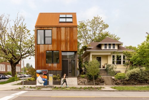 Two Experimental Townhouses Clad in Cor-Ten Steel Add Density to a Seattle Neighborhood