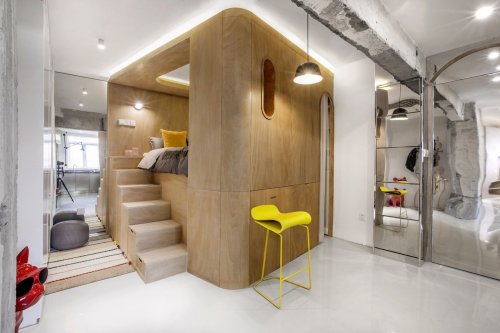 Rotated Volumes Cleverly Maximize Space in a Tiny Shanghai Apartment