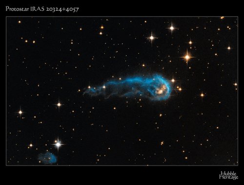 Newly forming star stretched a light-year long