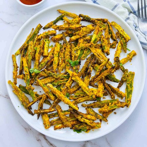 Air Fryer Okra / Crispy Kurkuri Bhindi (V+GF)