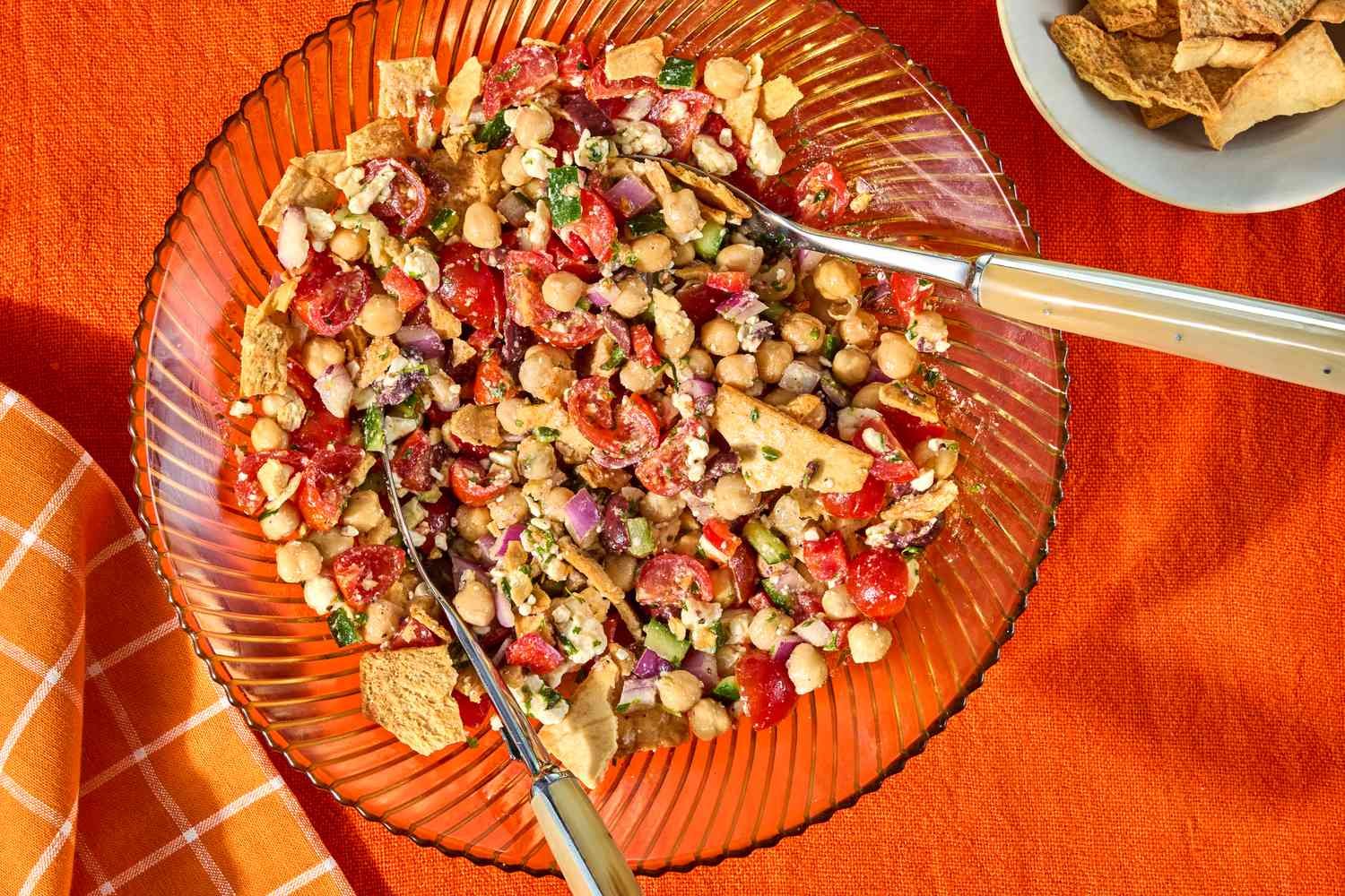 This Chickpea Chopped Salad with Pita Chips Is Packed with Plant-Based Protein