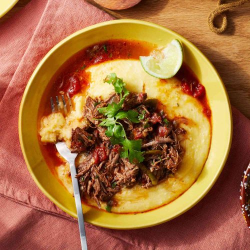 Chile-Spiced Shredded Beef with Cheesy Polenta