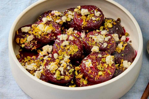 Melting Beets with Feta & Pistachios