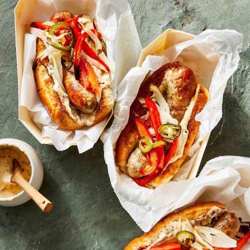 Air-Fryer Bratwurst with Onions & Peppers