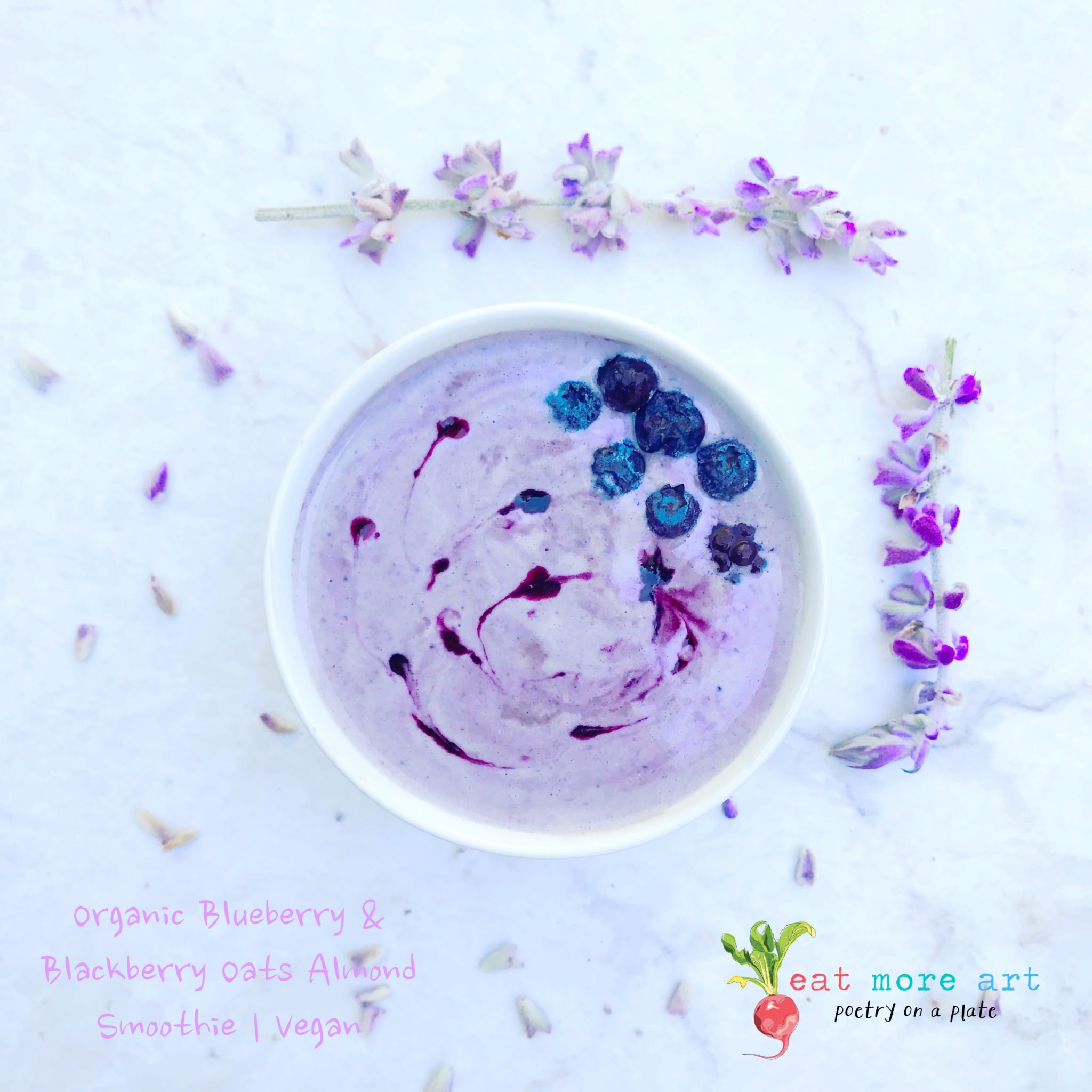 Organic Blueberry & Blackberry, Oats and Almond Smoothie | Vegan | Eat More Art