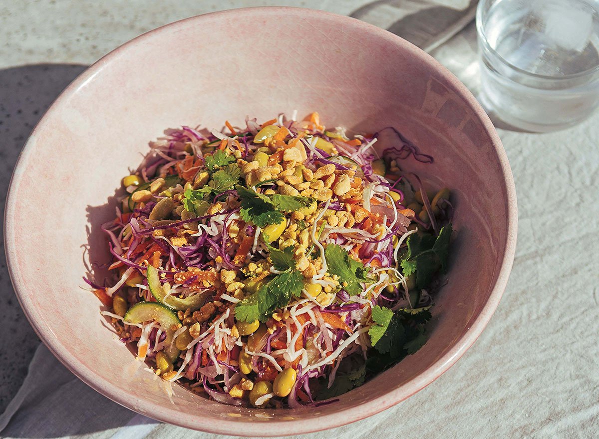 Crunchy Thai Ginger Salad with Peanut Butter Dressing
