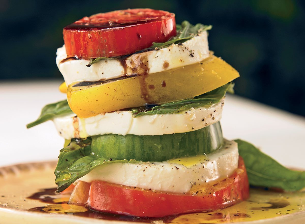 A Caprese Tomato Tower Salad Recipe