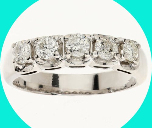 .90CT diamond wedding band ring 14K white gold sz 8.5