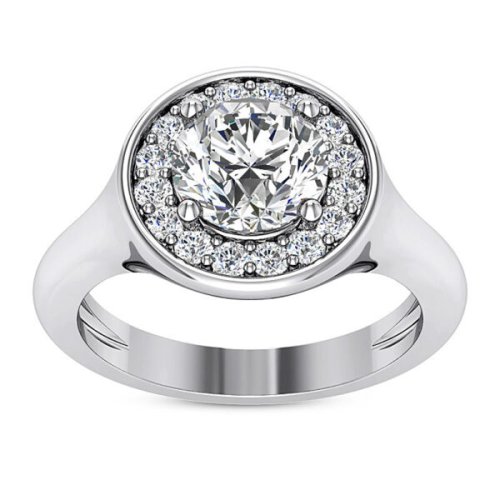 1 1/4 Carat Certified Round Cut Diamond Engagement Ring 14K White Gold VS2 E