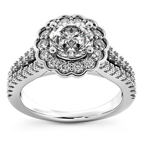 2 CT Diamond Engagement Ring Round Cut 14K White Gold D/VS Enhanced
