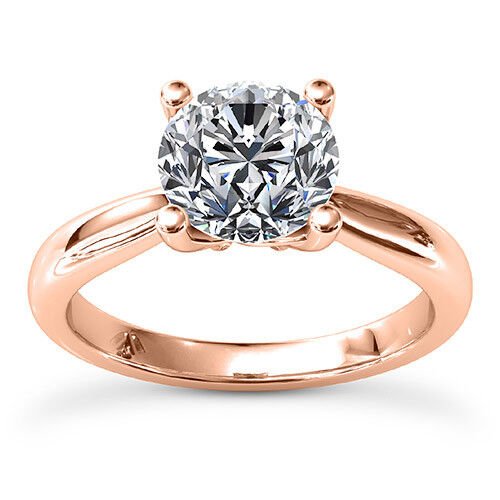 Solitaire 1 1/2 Carat VS2/H Round Cut Diamond Engagement Ring Rose Gold Enhanced