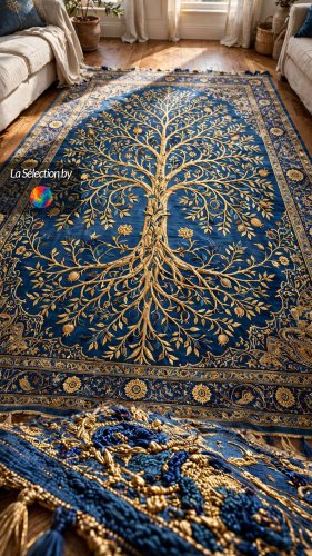 Pure Silk Hand-Knotted Rug: Tree of Life