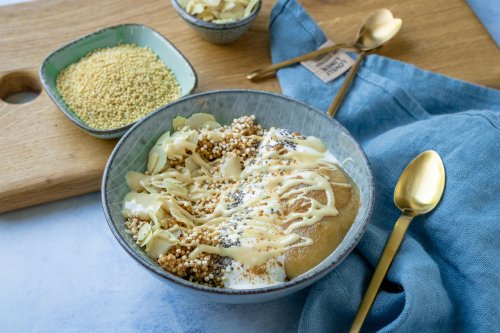 Hirse Porridge Bowl mit Apfel und Zimt – vollwertiges Frühstück