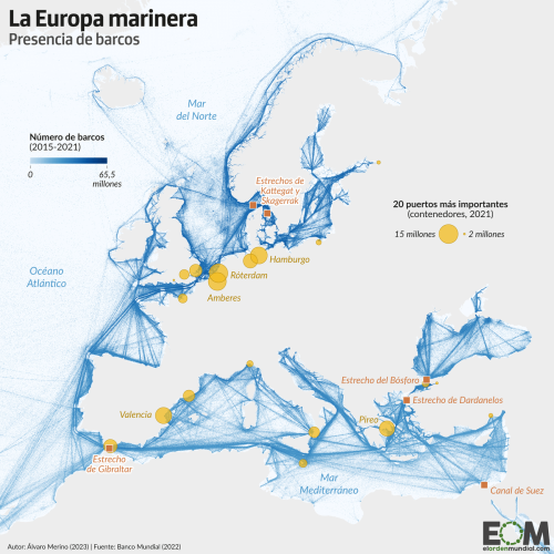 El mapa de la navegación en Europa - Mapas de El Orden Mundial - EOM