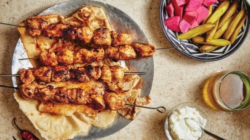 Grilled Chicken Skewers With Toum