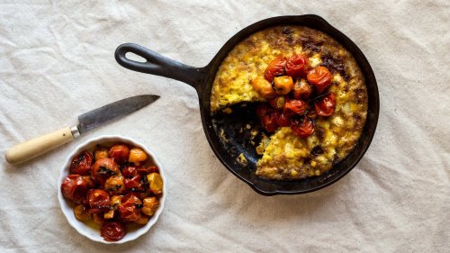 Sweet Corn Frittata With Cherry Tomato Compote