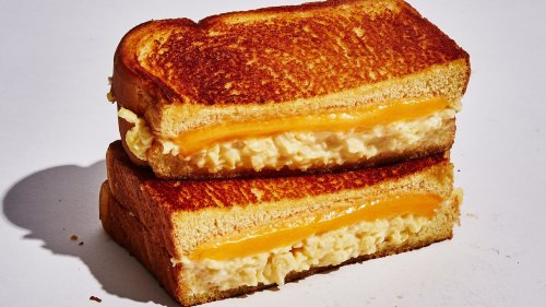 Breakfast Grilled Cheese with Soft Scrambled Eggs