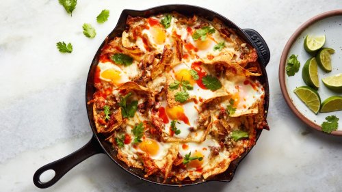 Chilaquiles With Bacon, Eggs, and Cheese