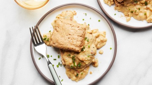 Vegan Biscuits With White Bean and Tempeh Gravy