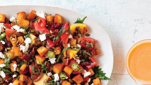 Grilled Watermelon Salad With Lime Mango Dressing
